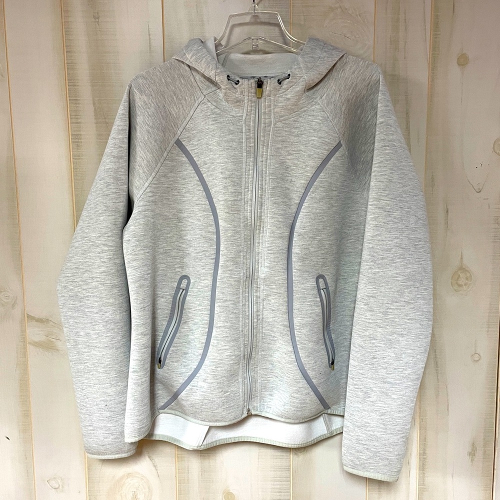 Athleta Gray Hooded Zip Up Hi Low Jacket With Front Pockets Sz 1X